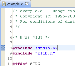 Line numbers seen in the left pane of Eclipse Editor