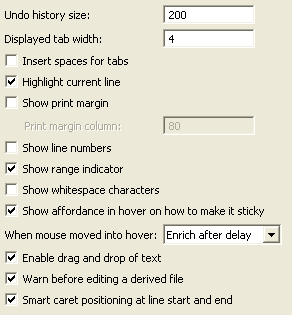 Text editor preferences