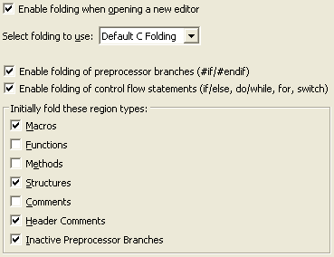 Preferences for code folding in Eclipse