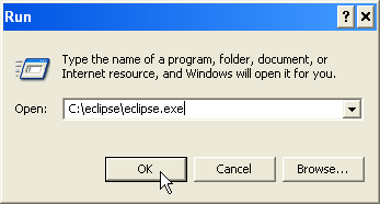 starting Eclipse in windows