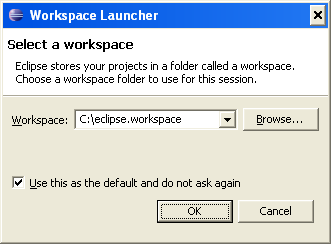 Selecting a workspace in Eclipse